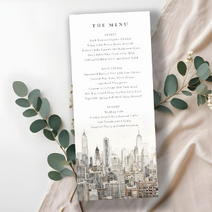Convite Nova Iorque Skyline Watercolor Menu Card