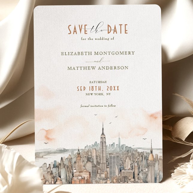 Convite Nova York Skyline Save-the-Date (Salvar a Data) (Criador carregado)