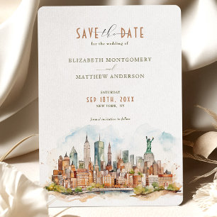 Convite Nova York Skyline Save-the-Date (Salvar a Data)