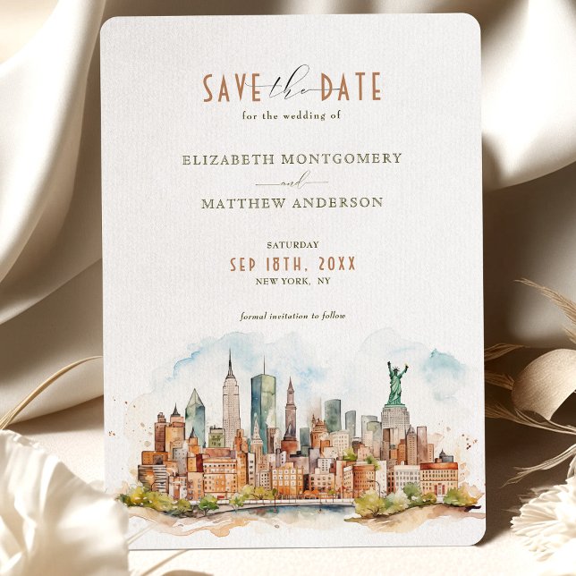 Convite Nova York Skyline Save-the-Date (Salvar a Data) (Criador carregado)