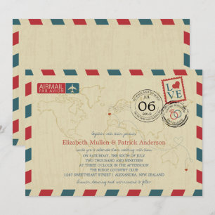 Convite Nova Zelândia / UK Antiguidade Airmail   Casamento