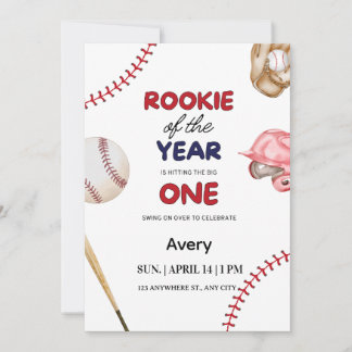 Convite Novato do Ano Beisebol 1º Aniversário 