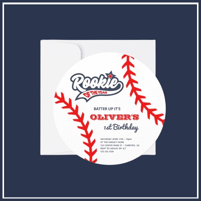 Convite Novato do Ano Beisebol 1º Aniversário (Criador carregado)