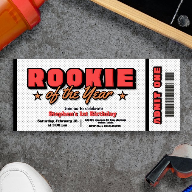 Convite Novato do Ano - Ingresso para Basquete (Rookie of the Year - Basketball Ticket Invitation)