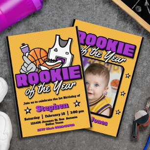 Convite Novato do Ano - Primeiro Aniversário de Basquete M