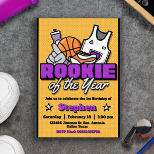 Convite Novato do Ano - Primeiro Aniversário de Basquete M