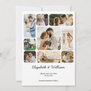 Convite Nove Casal De Colagem De Fotos Simples Salve A Dat