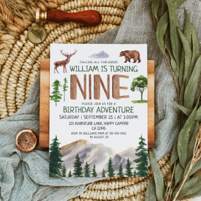 Convite Nove Explorer Boy Birthday (Criador carregado)
