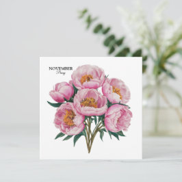 Convite Novembro Peony Bloom - Presente de Aniversário Per