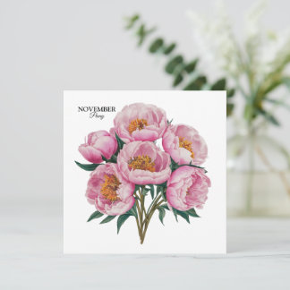 Convite Novembro Peony Bloom - Presente de Aniversário Per