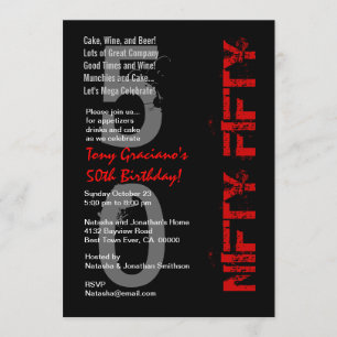 Convite Noventa e cinquenta - 50º Aniversário Vermelho Bra