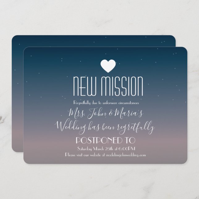 Convite Novo Adiamento de Missão do Dreamy Sky (Frente/Verso)