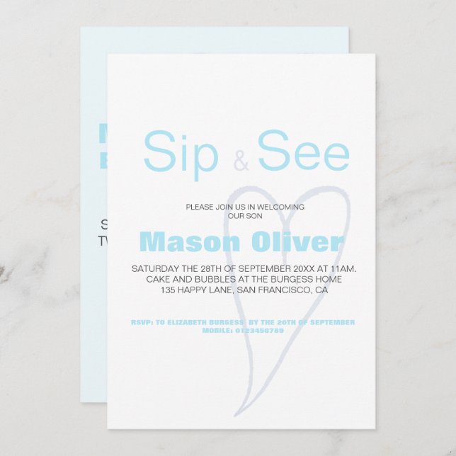 Convite Novo Baby Boy Sip e veja com estatísticas (Frente/Verso)