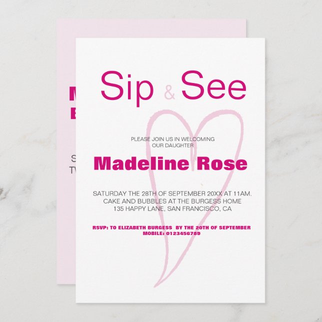 Convite Novo Baby Sip e veja com estatísticas (Frente/Verso)