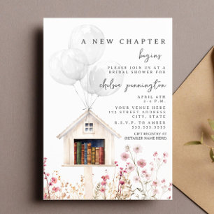 Convite Novo Capítulo Chuva de Noiva Mini Biblioteca Flora