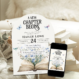 Convite Novo Capítulo Começa Chá de fraldas Azul Flor