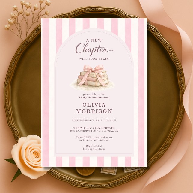 Convite Novo Capítulo Começa Chamada Rosa de Bebê (Criador carregado)