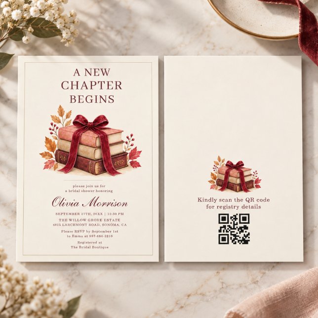 Convite Novo Capítulo Começa Código QR Chuveiro de Noiva d (Criador carregado)