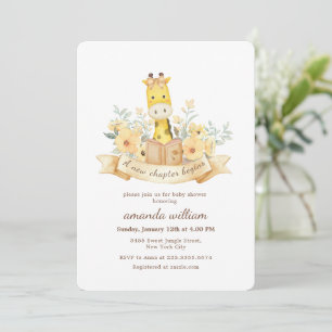 Convite Novo Capítulo Começa Safari Girafa Baby Shower
