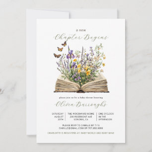 Convite Novo capítulo inicia Chá de fraldas de flores silv