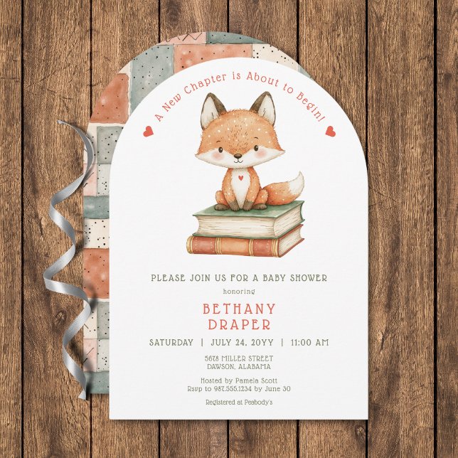 Convite Novo capítulo inicia o Chá de fraldas de Arch do S (New Chapter Begins Storybook Arch Baby Shower Invitation)