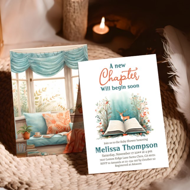 Convite Novo capítulo Iniciar Chá de fraldas de Livro de V (Criador carregado)
