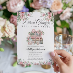 Convite Novo capítulo Iniciar Chá de fraldas Floral do Liv