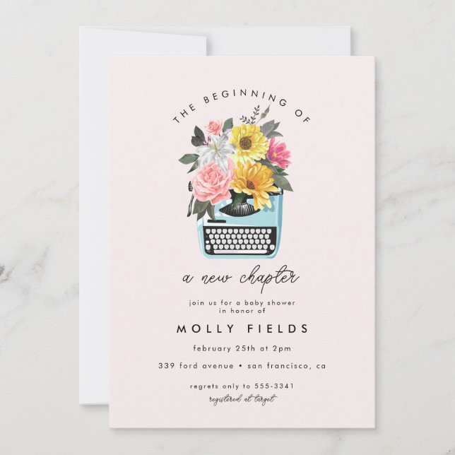 Convite Novo capítulo Livros Escrevendo Literário Chá de f (Frente)