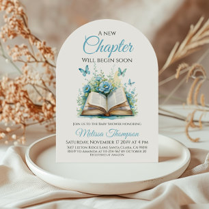 Convite Novo Capítulo Menino Azul Brunch Livro Chá de Bebê