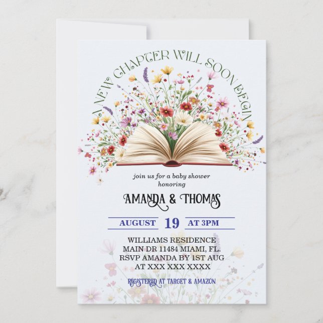 Convite Novo Chá de fraldas de novo capítulo do Livro Azul (Frente)