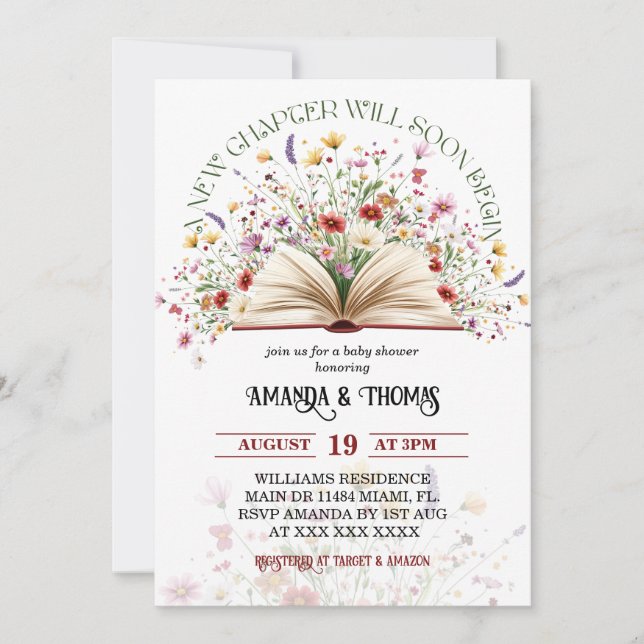 Convite Novo Chá de fraldas do novo capítulo do livro de f (Frente)