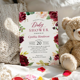 Convite Novo! Chá de fraldas Floral Brilhante E Bonito