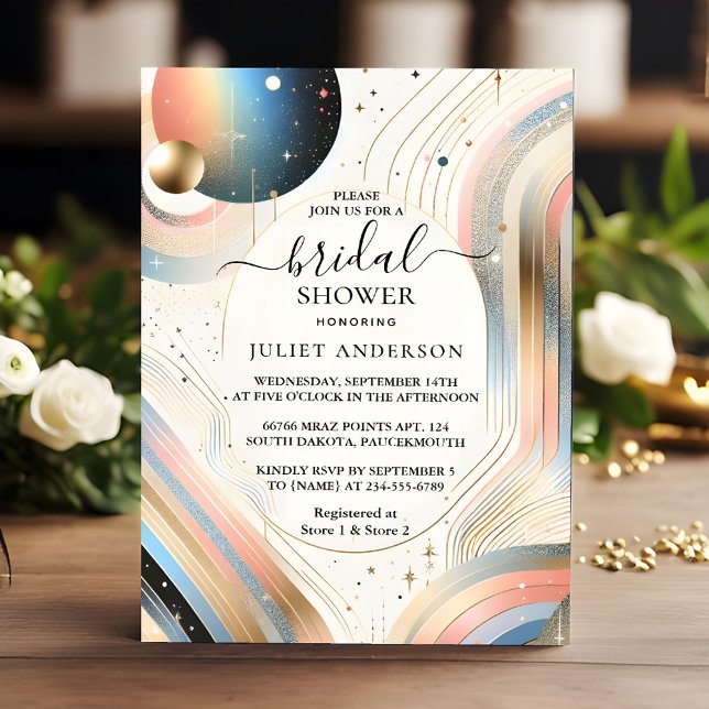 Convite Novo Chá de panela Glam Bright Pastel Ombre Glitte (Criador carregado)