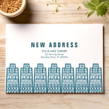 Novo endereço azul com prédios retrorreflectores