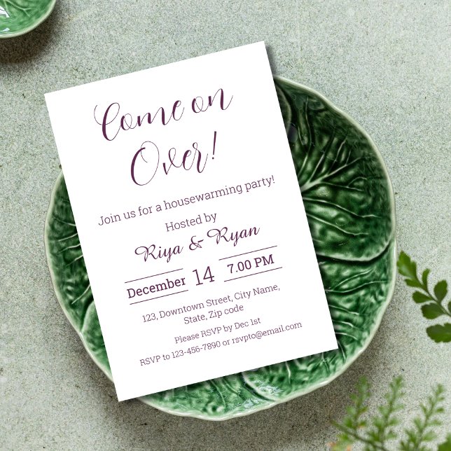 Convite Novo lar Moderno Elegante Púrpura (funny housewarming invitation for new home housewarming party modern elegant purple open house)