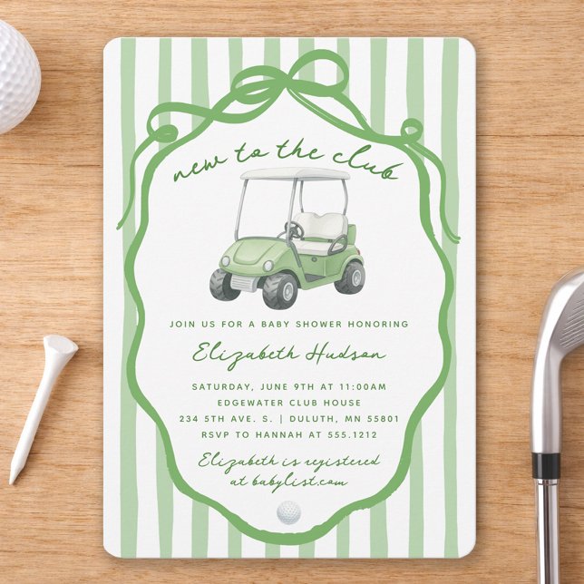 Convite Novo no Clube Chá de Bebê de Golfe (New to the Club Golf Baby Shower Invitation)