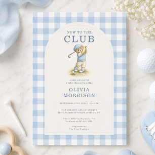 Convite Novo no Clube de Golfe Urso Azul Churrasco de Bebê