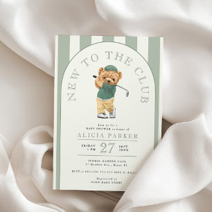 Convite Novo no clube de golfe urso sage verde baby shower