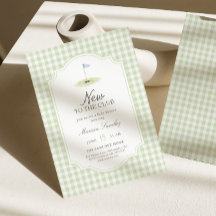 Novo no Clube de Golfe Verde Gingham Chás de Bebê