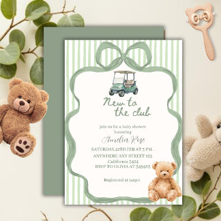 Convite Novo no Clube Preppy Bow Baby Shower