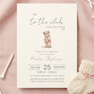Convite Novo no Clube Ursinho de Golfe Baby Shower