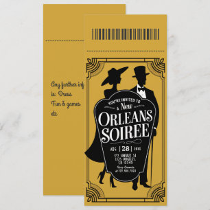 Convite Novo Orleans Soirée Ticket Style