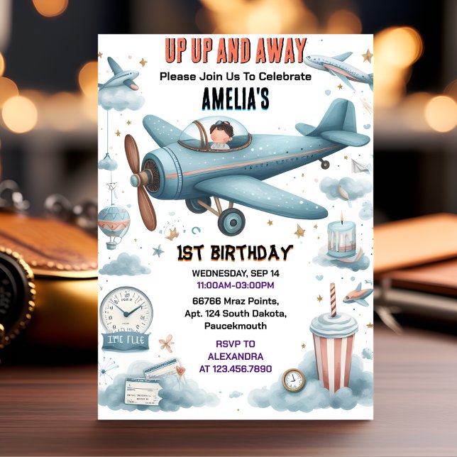 Convite Novo primeiro aniversario de Avião de Alegria de C (Criador carregado)