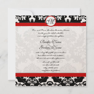 Convite Novos tamanhos Black Damask Swirls Casamento Convi