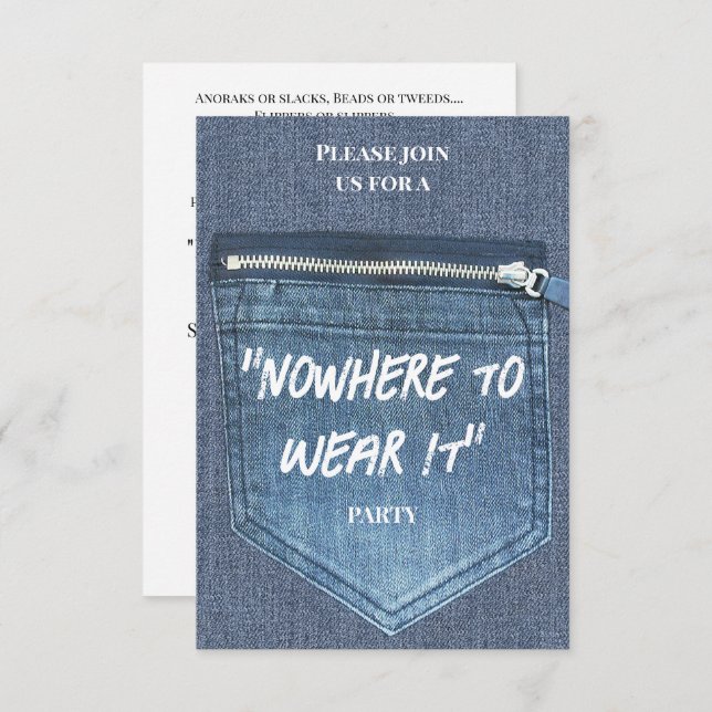 Convite "Nowhere To Wear It" Party (Frente/Verso)