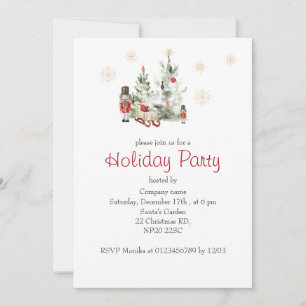 Convite Noz-cracker e árvore de natal aquarela