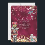Convite Noz-cracker Winter Wonderland Christmas no Burgund<br><div class="desc">Este convite encantador de festas de férias apresenta um tema do Nutcracker Winter Wonderland. O fundo é burgundy com luzes cintilantes e flocos de neve. Uma bela bailarina Snow Queen ou Sugar Plum Fairy aparece no topo direito com o Nutcracker no fundo à esquerda e o Rei do Mouse no...</div>