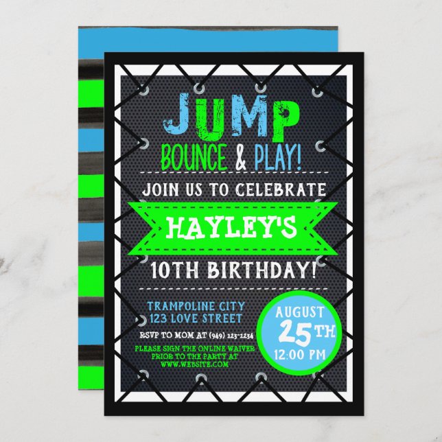 Convite Núcleo de Trampoline Park Bonde Festa News Verão (Frente/Verso)