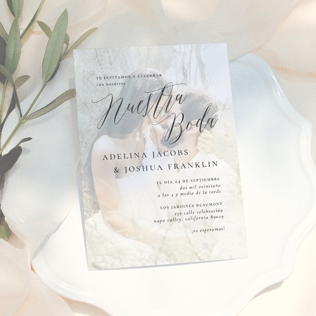Convite Nuestra Boda Caligrafía Moderna Invitación de Boda (Criador carregado)
