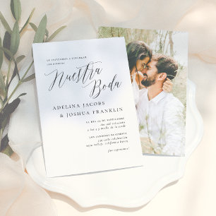 Convite Nuestra Boda Caligrafía y Foto Invitación de Boda